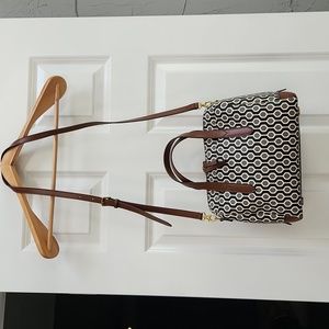 Fossil Black and White Geometric Pattern Purse